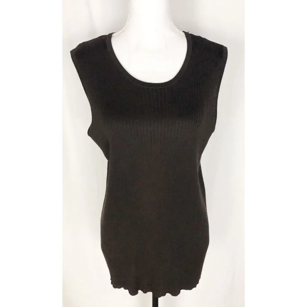 Josephine Chaus Silk Rayon Womens Brown Sleeveless Stretch Knit Top Size 3 - Picture 1 of 7